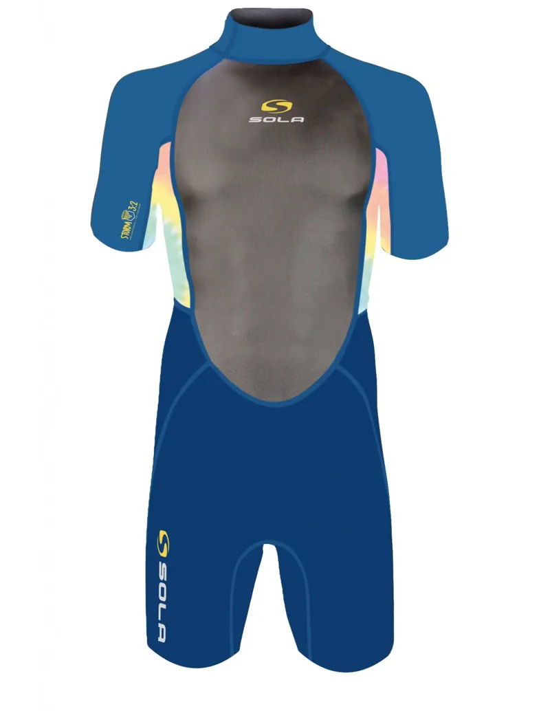 Sola Storm Kids 3/2 Shortie Wetsuit Blue/Tie Dye